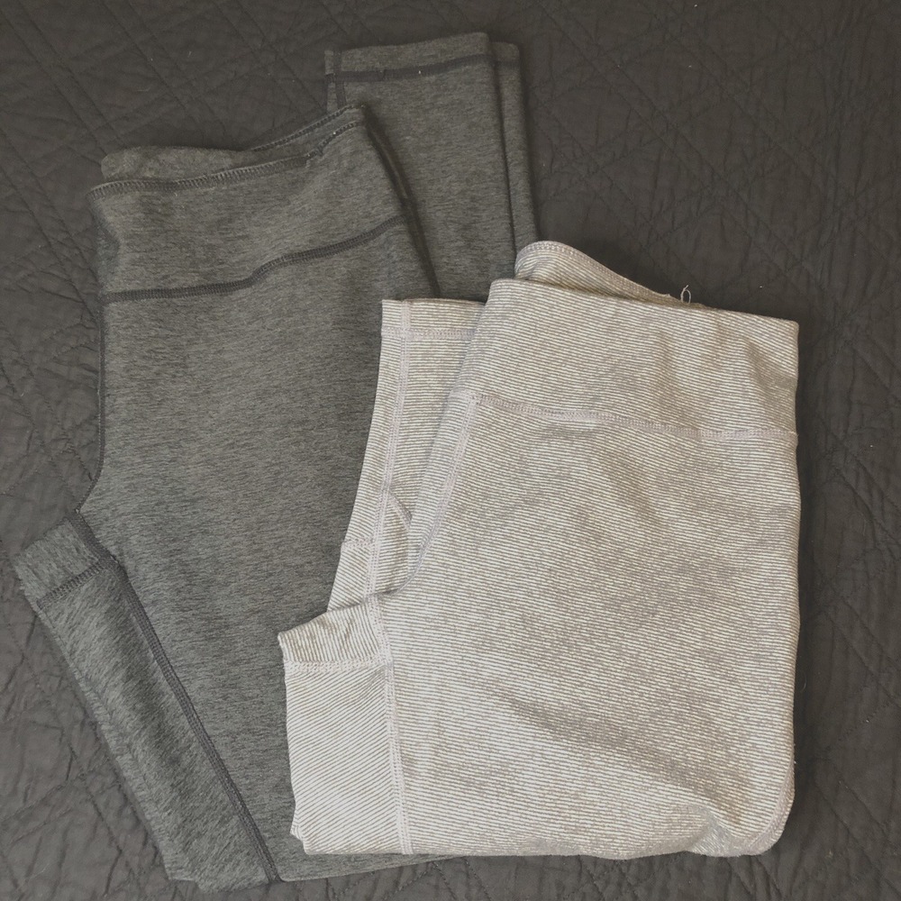 Zella (Lot Of 2) Leggings Black & Gray - Inner Pocket Yoga Exercise Pants Size M